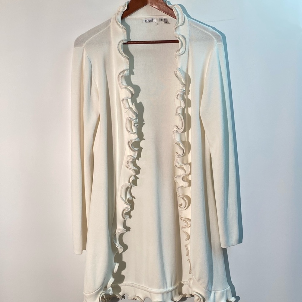 Ravel - Open Knit cardigan with ruffles. Size M